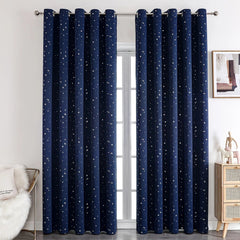 Kids Curtains Blackout With Stars Grommet Top For Bedroom Living Room Window Drapes - SHOWLU FASHION STORE