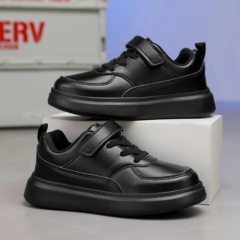 Kids white waterproof running shoes by SHOWLU FASHION STORE, breathable PU leather sneakers for boys and girls.