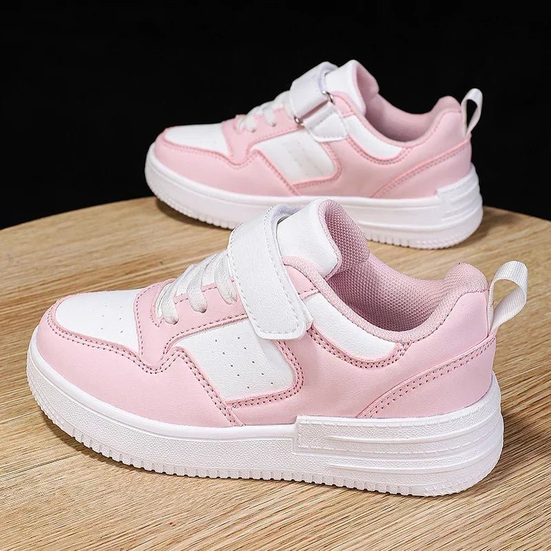 Kids white running shoes by SHOWLU FASHION STORE, waterproof PU leather sneakers for boys and girls, casual and breathable sport shoes.