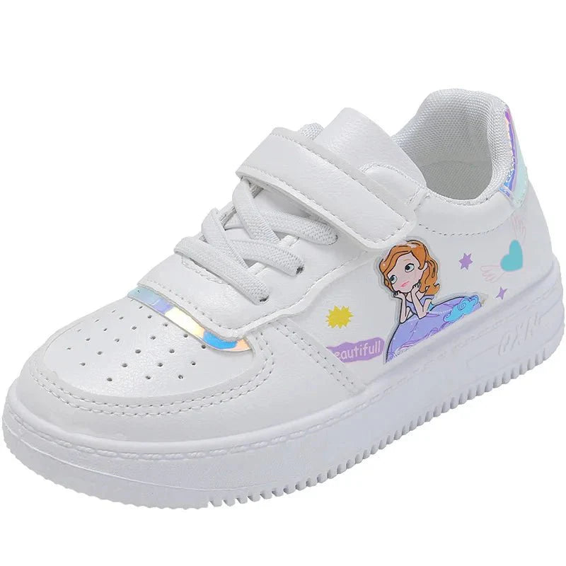 Showlu Fashion girls' floral sneakers with breathable fabric and non-slip soles, ideal for casual outdoor running and play.