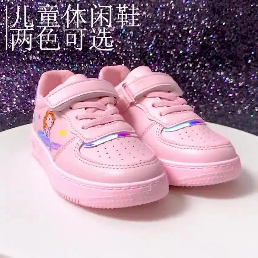 Showlu Fashion girls' floral sneakers with breathable fabric, non-slip soles, perfect for running and casual outdoor wear.