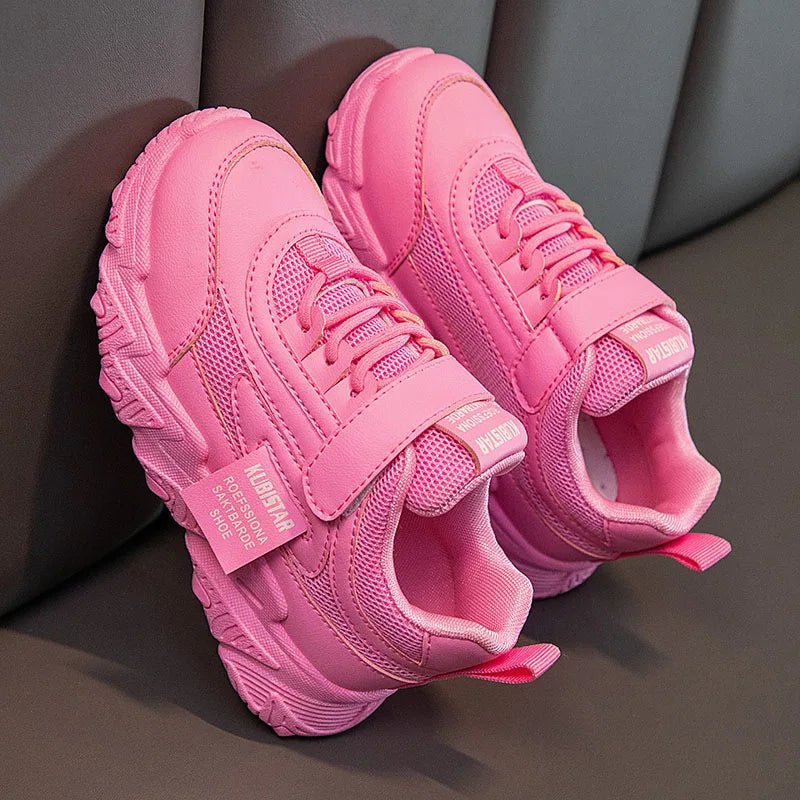 Kids running shoes by SHOWLU FASHION STORE with breathable mesh, anti-skid soles, and casual design for boys and girls.