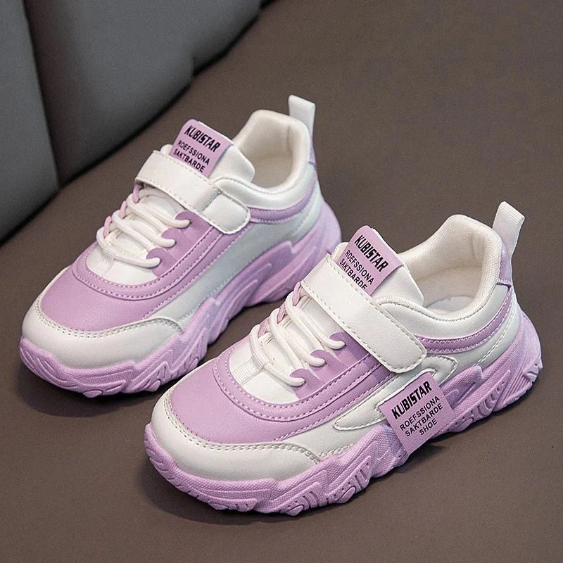 Kids running sneakers by SHOWLU FASHION STORE, PU leather sports shoes with anti-skid soles for girls and boys, casual and stylish.