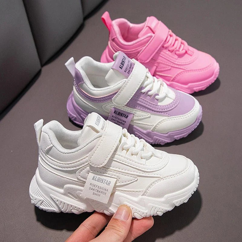 Kids running sneakers from JGSHOWKITO by SHOWLU FASHION STORE, PU leather sports shoes for girls and boys with anti-skid soles.