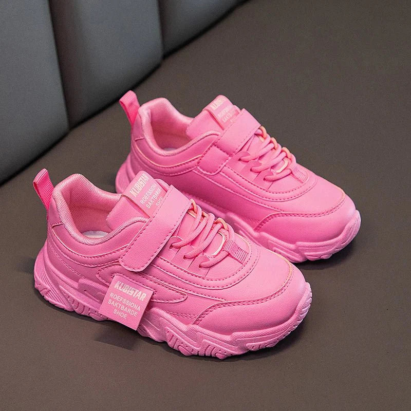 Kids running sneakers by SHOWLU FASHION STORE, PU leather sports shoes with anti-skid soles for boys and girls, casual and school wear