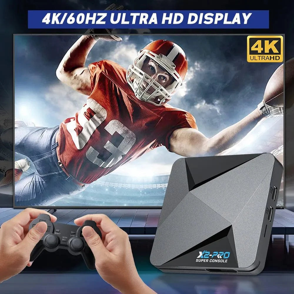 Kinhank Super Console X2 Pro retro video game console with 90000 games, includes gamepad, perfect for kids' gaming entertainment.