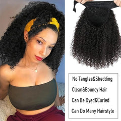 Kinky Curly Human Hair Wig Headband Half Wigs 10 - 24inch For Women Brazilian Remy Hair Machine Made Natual Color - SHOWLU FASHION STORE