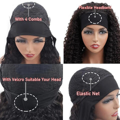 Kinky Curly Human Hair Wig Headband Half Wigs 10 - 24inch For Women Brazilian Remy Hair Machine Made Natual Color - SHOWLU FASHION STORE