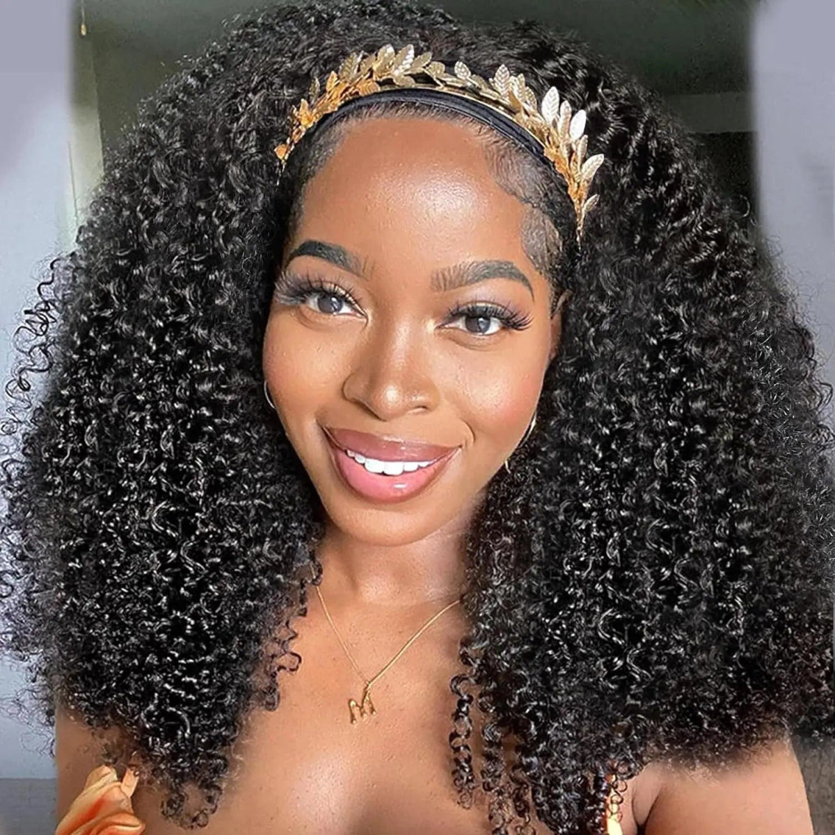 Kinky Curly Human Hair Wig Headband Half Wigs 10 - 24inch For Women Brazilian Remy Hair Machine Made Natual Color - SHOWLU FASHION STORE