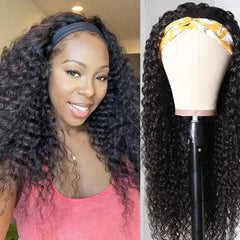 Kinky Curly Human Hair Wig Headband Half Wigs 10 - 24inch For Women Brazilian Remy Hair Machine Made Natual Color - SHOWLU FASHION STORE