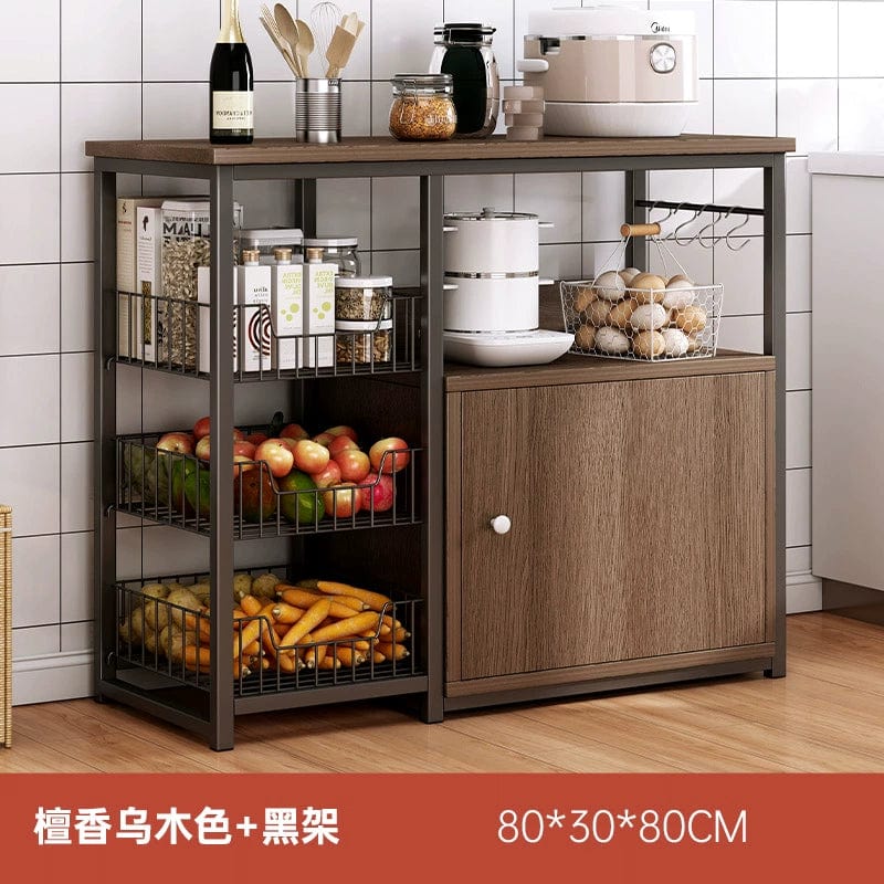 Oylang 3-Tier Nordic kitchen storage rack with microwave shelf and multiple compartments for organized household kitchen storage