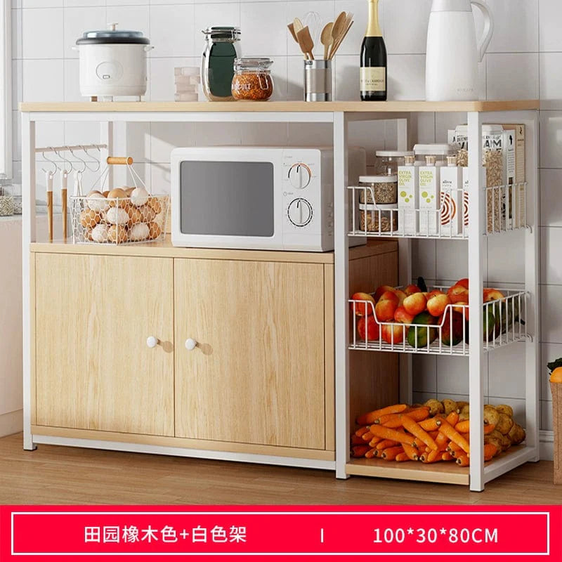 Showlu Fashion Oylang 3-Tier Nordic kitchen storage rack with multiple shelves for microwave and household organization.