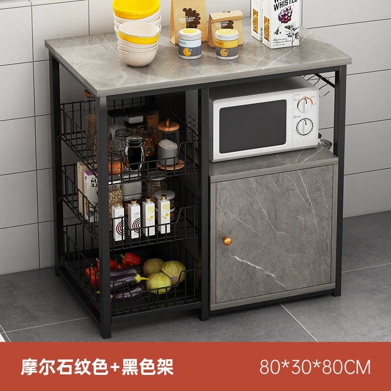 Oylang 3-tier Nordic kitchen storage rack with microwave shelf, multifunctional sideboard cabinet for organized kitchen use