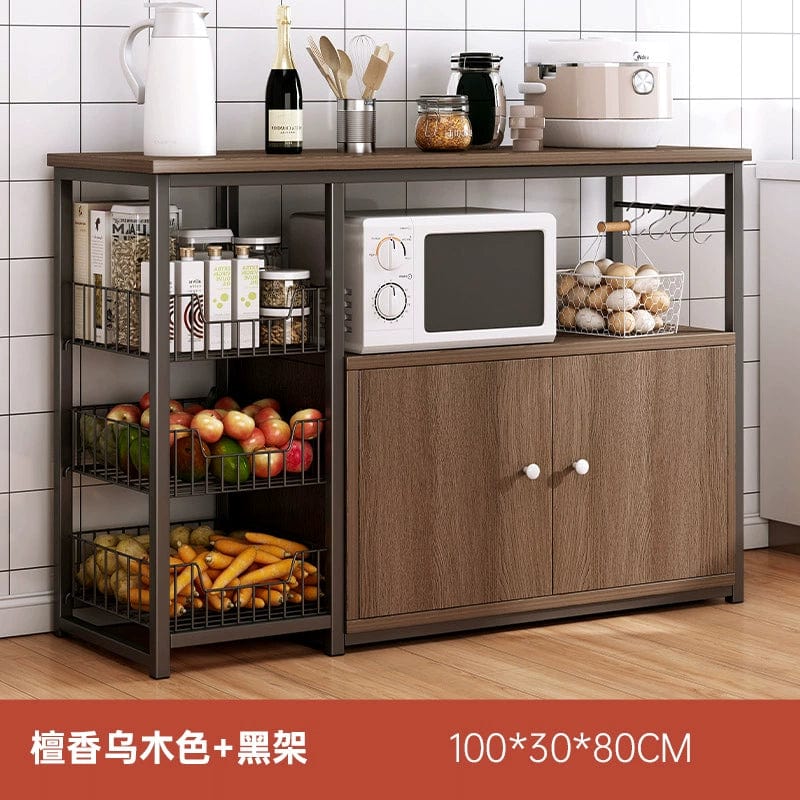 Showlu Fashion Store Oylang 3-Tier Kitchen Storage Rack with multiple shelves for microwave and kitchen organization.