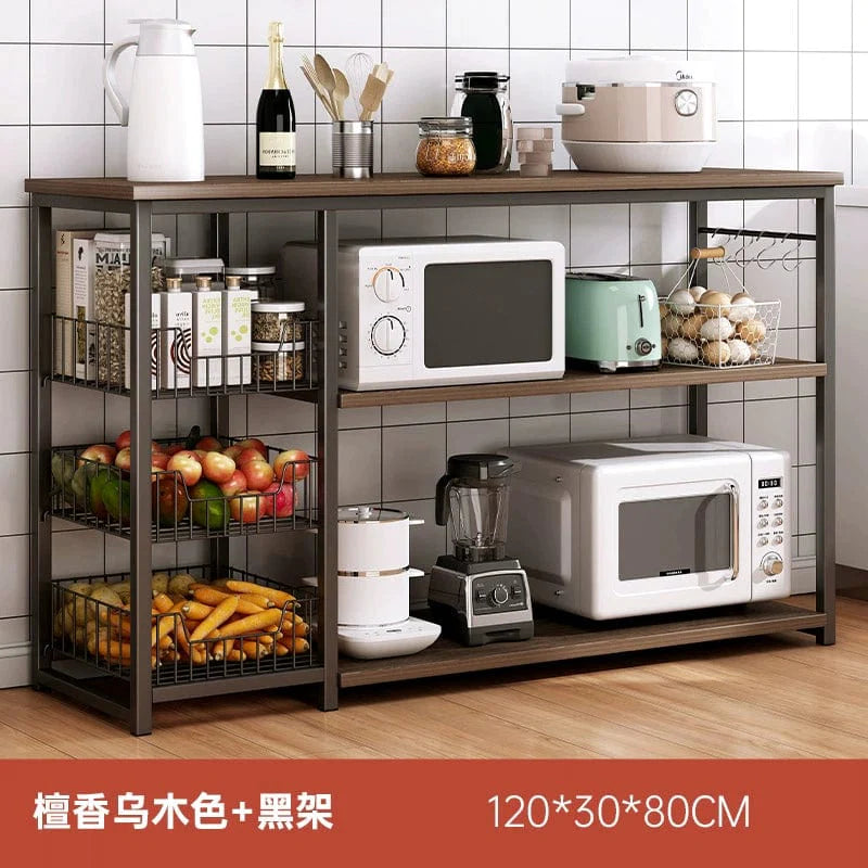Oylang 3-Tier Nordic kitchen storage rack with microwave sideboard cabinet, multi-layer household kitchen cabinet for organization