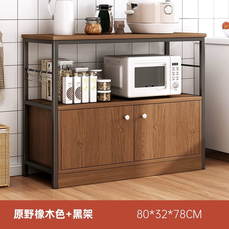 Oylang 3-tier Nordic kitchen storage rack with microwave shelf, multi-functional sideboard cabinet for organized kitchen use