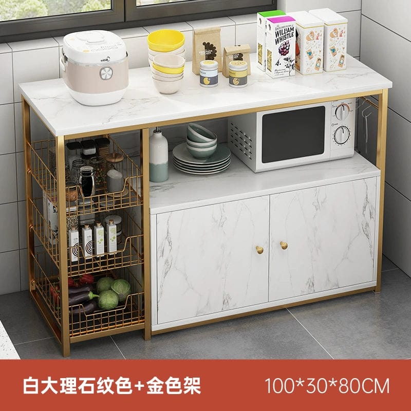 Oylang 3-tier Nordic kitchen storage rack with multiple shelves, ideal for microwave and household organization, black finish.