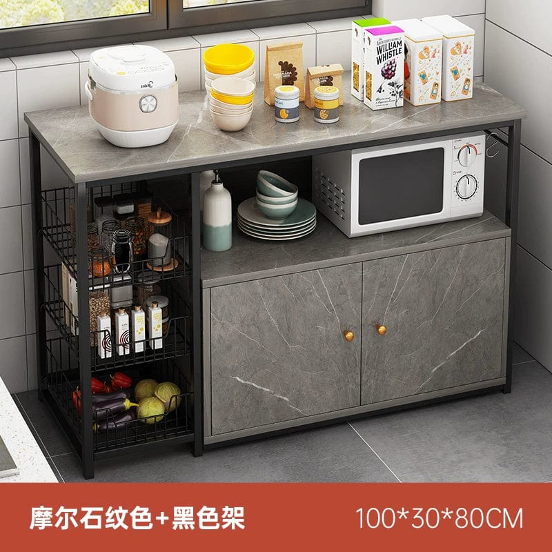 Oylang 3-tier Nordic kitchen storage rack with microwave shelf and multi-layer sideboard cabinet for organized household use