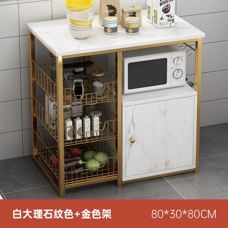Showlu Fashion Oylang 3-Tier Kitchen Storage Rack, Nordic-style microwave sideboard cabinet for organized kitchen storage