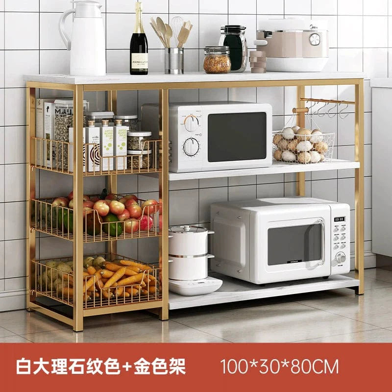 Showlu Fashion Store Oylang 3-Tier Nordic kitchen storage rack with multi-layer design for microwave and household organization.