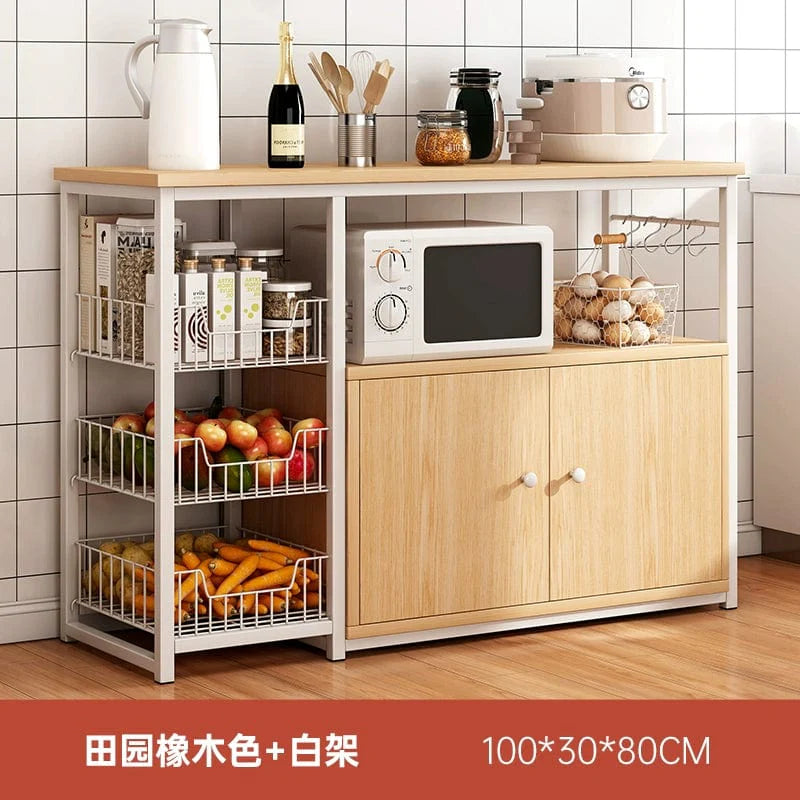 Showlu Fashion Store Oylang 3-Tier Kitchen Storage Rack, multi-layer microwave sideboard cabinet with ample household organization space.