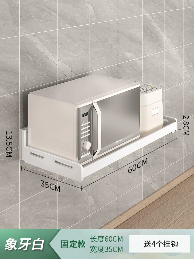 White stainless steel wall-mounted kitchen seasoning rack with multiple compartments for organized storage.