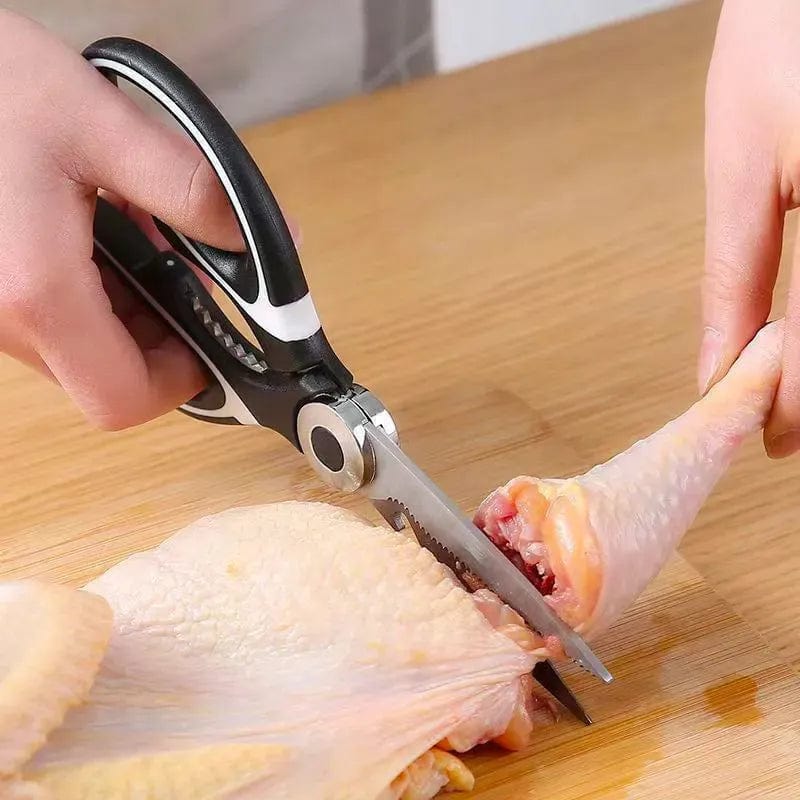 Stainless steel kitchen scissors by Showlu Fashion Store, sharp multifunctional chicken bone shears for poultry, fish, and BBQ tasks.
