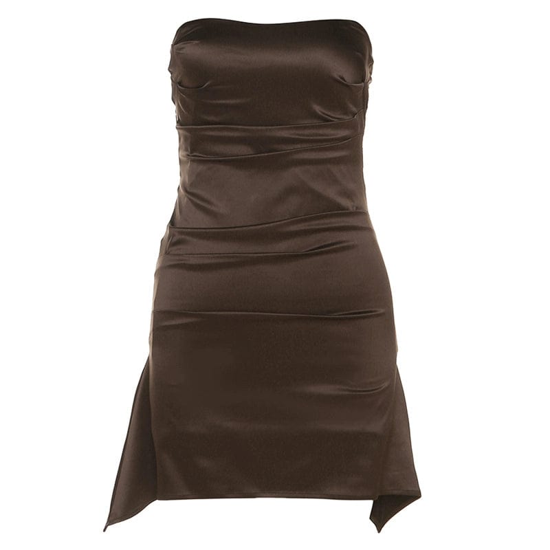 Kliou Vintage Crumpled Slim Looking Asymmetrical Tube Top - SHOWLU FASHION STORE