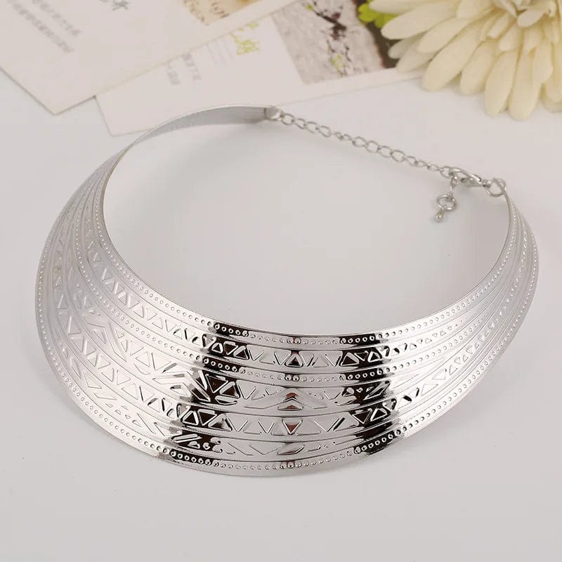 Wide punk choker necklace by KMVEXO featuring vintage resin design, statement collar style for women.