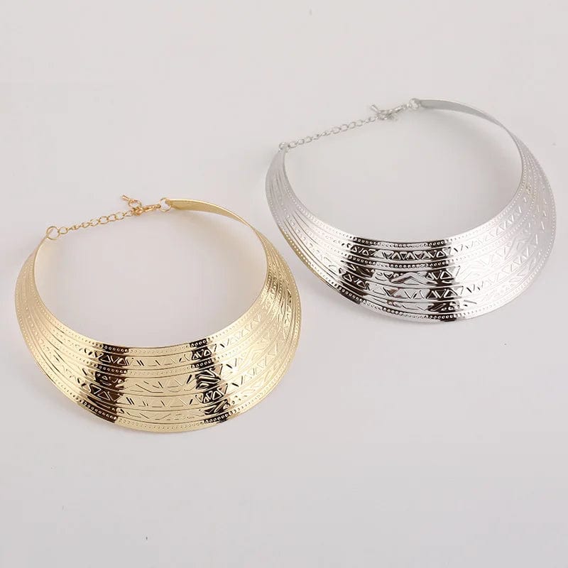 KMVEXO wide punk choker necklace with vintage resin design, statement collar for women, fashion jewelry, Showlu collection