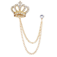 Korean Luxury Rhinestone Crown Brooch Pin Tassel Lapel Pins Suit Shirt Collar Badge Corsage Brooches for Men Jewelry Accessories - SHOWLU FASHION STORE