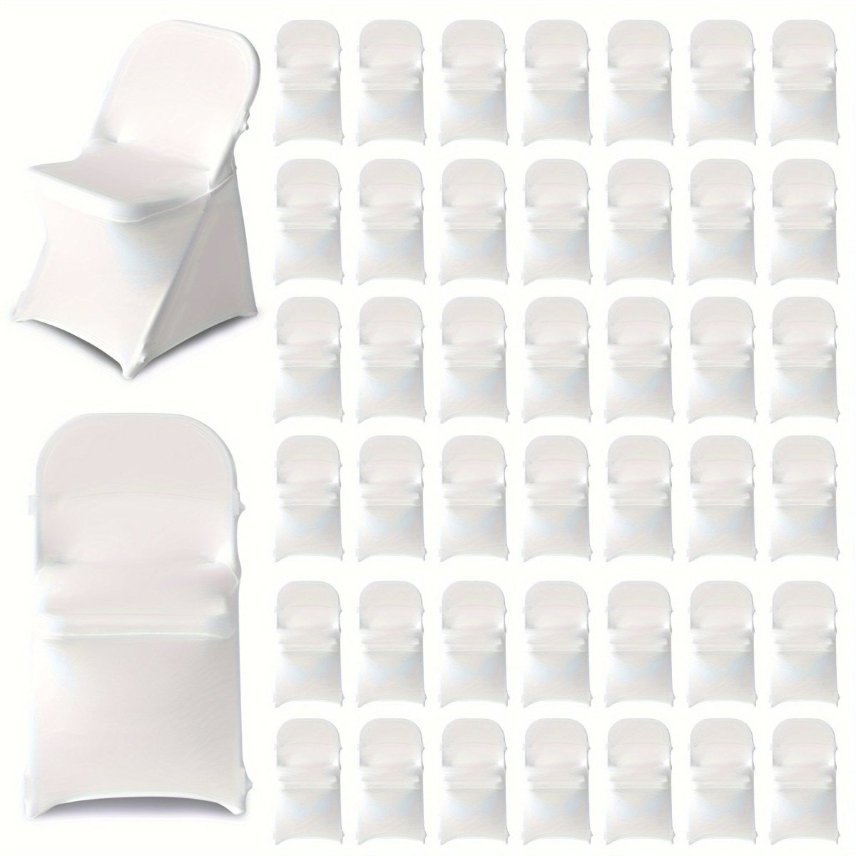 KUOGO 100 PCS Stretch Spandex Folding Chair Covers, Universal Fitted Chair Cover, Removable Washable Protective Slipcovers, for Wedding, Holiday, Banquet, Party, Celebration, Dining White - SHOWLU FASHION STORE