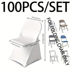 KUOGO 100 PCS Stretch Spandex Folding Chair Covers, Universal Fitted Chair Cover, Removable Washable Protective Slipcovers, for Wedding, Holiday, Banquet, Party, Celebration, Dining White - SHOWLU FASHION STORE