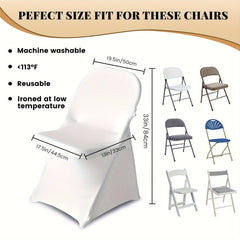 KUOGO 100 PCS Stretch Spandex Folding Chair Covers, Universal Fitted Chair Cover, Removable Washable Protective Slipcovers, for Wedding, Holiday, Banquet, Party, Celebration, Dining White - SHOWLU FASHION STORE