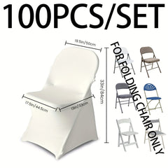 KUOGO 100 PCS Stretch Spandex Folding Chair Covers, Universal Fitted Chair Cover, Removable Washable Protective Slipcovers, for Wedding, Holiday, Banquet, Party, Celebration, Dining White - SHOWLU FASHION STORE