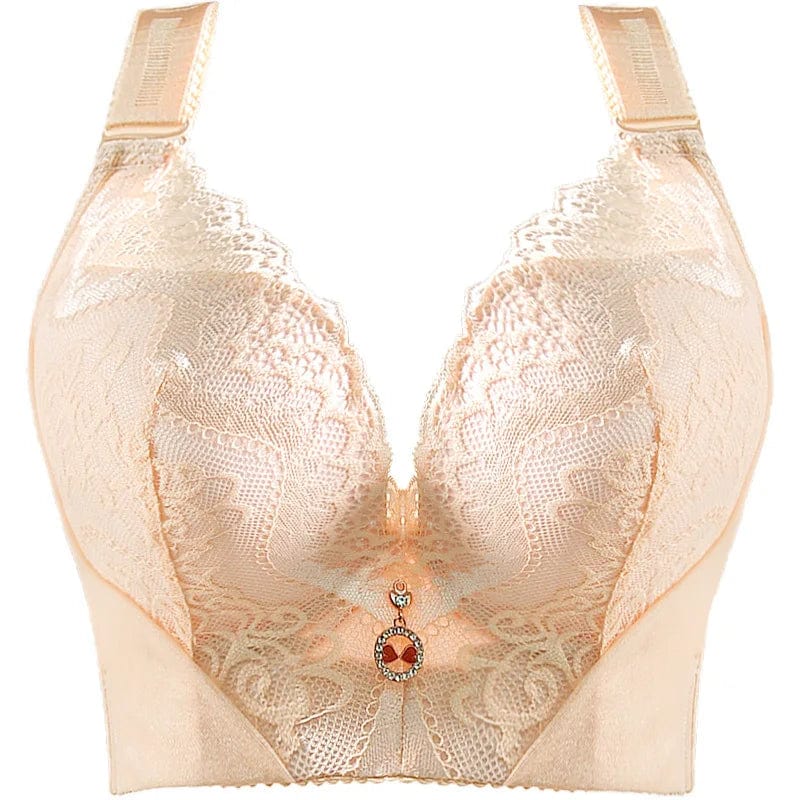 NUYIMEI women's lace push-up bra with 5/8 cup, wire-free plus size bralette, featuring intricate lace and comfortable fit.