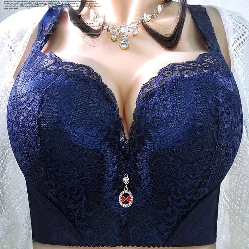 Showlu Fashion Women's lace push-up bra with wire-free design, plus size 5/8 cup bralette, sexy and comfortable undergarment.