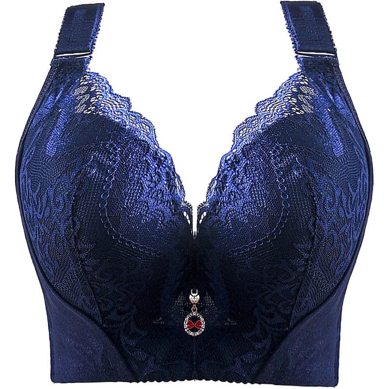 Showlu Fashion NUYIMEI women's lace push-up bra, wire-free plus size 5/8 cup bralette with delicate lace design and supportive fit.