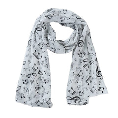 Ladies Summer Scarves Lady Musical Note Print Chiffon Neck Scarf Shawl Soft Scarves High Quality Fabulous Elastic - SHOWLU FASHION STORE