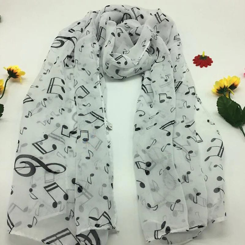 Ladies Summer Scarves Lady Musical Note Print Chiffon Neck Scarf Shawl Soft Scarves High Quality Fabulous Elastic - SHOWLU FASHION STORE