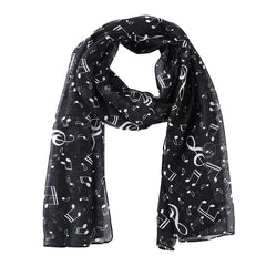 Ladies Summer Scarves Lady Musical Note Print Chiffon Neck Scarf Shawl Soft Scarves High Quality Fabulous Elastic - SHOWLU FASHION STORE