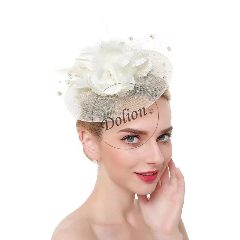 Showlu Women's mesh flower fascinator hat with feather wedding veil, elegant headwear for special occasions and garden parties