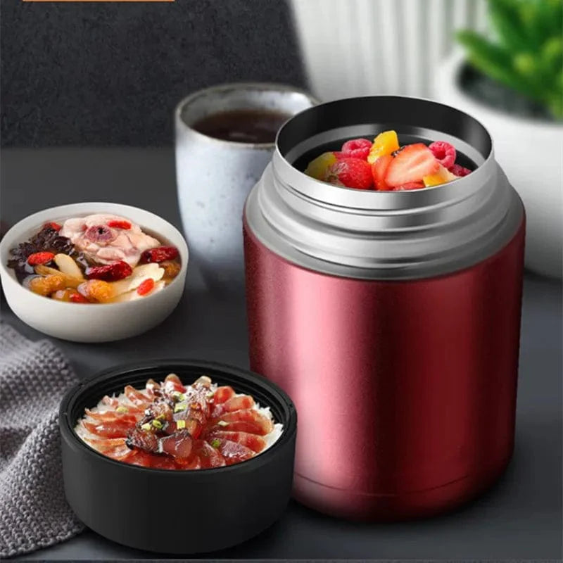Showlu stainless steel thermos lunch box with 1000ml capacity, portable vacuum food flask for soups and meals.