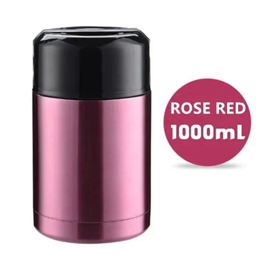 Showlu stainless steel thermos lunch box with 1000ml capacity, portable vacuum food flask for soups and meals.
