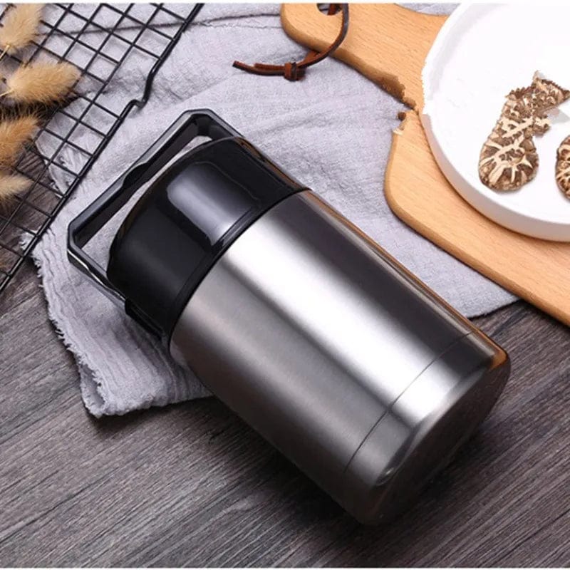 Showlu stainless steel thermos lunch box with 1000ml capacity, portable vacuum food flask for soups and meals.