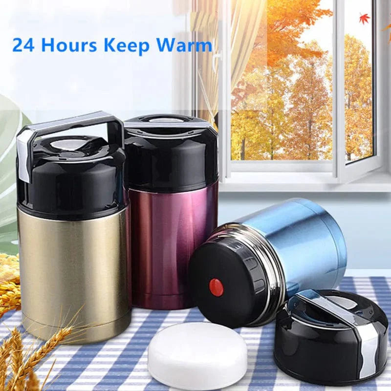 Showlu stainless steel thermos lunch box with 1000ml capacity, portable vacuum food flask, ideal for soups and meals on the go.