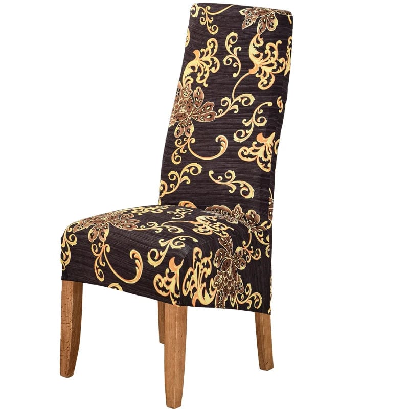 Geometric stretch spandex dining chair cover for high-back chairs, washable, removable, soft fit for modern dining room decor