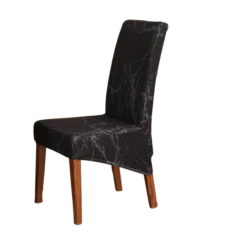 Showlu Fashion Store geometric dining chair cover made of soft stretch spandex, fits high-back chairs, washable and removable for dining room decor.