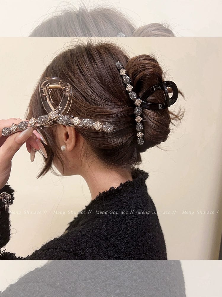 Large rhinestone hair clip by Showlu Fashion Store, elegant grip headdress for women with sparkling rhinestones.