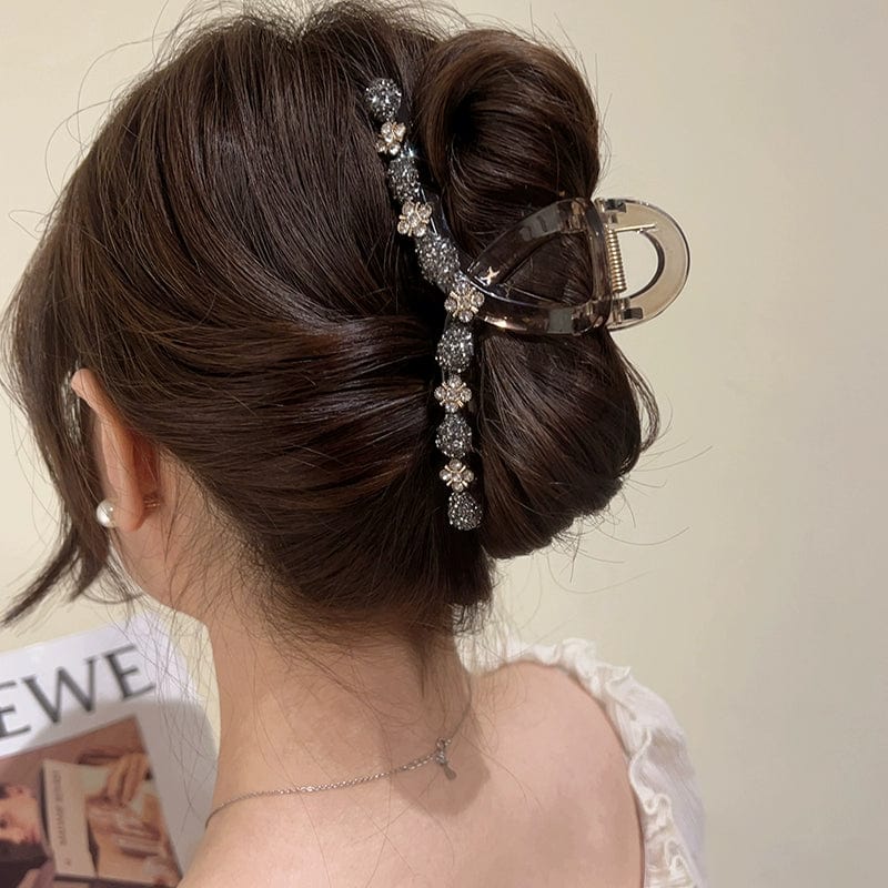 Large rhinestone hair clip by Showlu Fashion Store, elegant grip headdress with sparkling stones for women’s hairstyles.